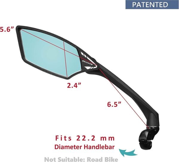 Meachow ME-006BL Sol Bisiklet Aynası Kelepçe Montaj Mavi Lens