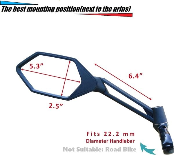 Meachow ME-005BL Sol Bisiklet Aynası Kelepçe Montaj Mavi Lens