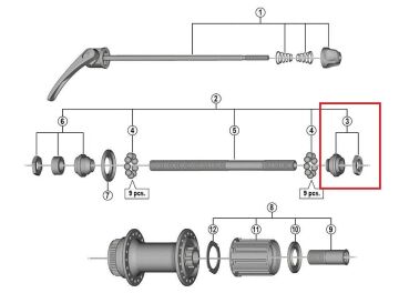 Shimano WH-MT35/M6000/M615 Arka Mil Sağ Kilit Somun Ünitesi Y4C898050