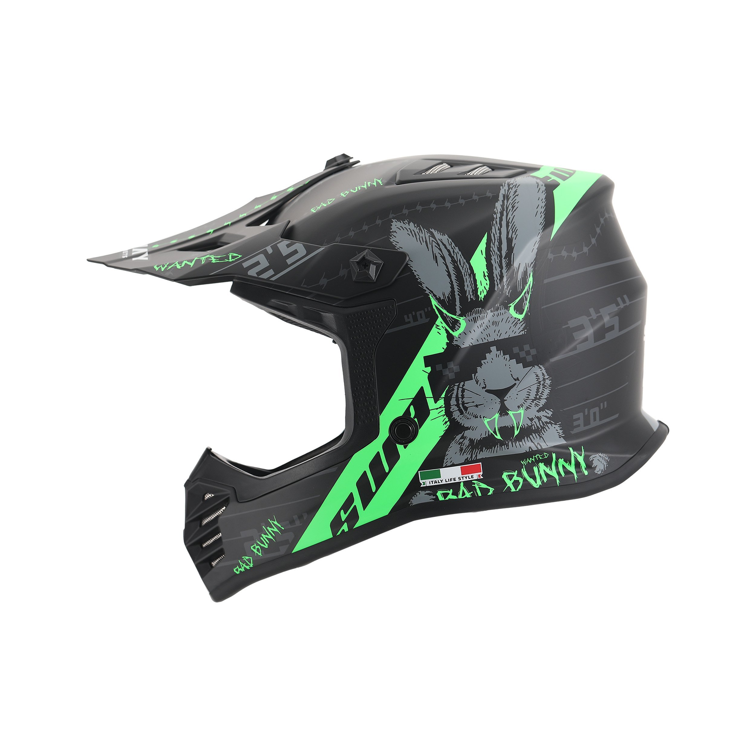 Sway FS-618 Bunny Full Face Kask Siyah-Yeşil YXL Beden (53-54cm)