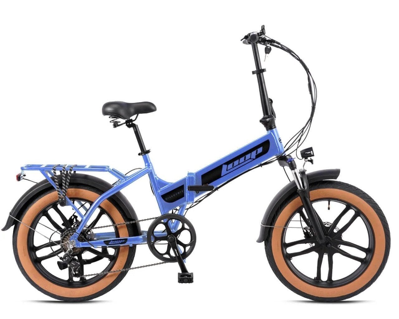 20 Loop Discovery 7v Hidrolik Disk Fren Fat Bike Katlanır Elektrikli Bisiklet Mavi-Füme