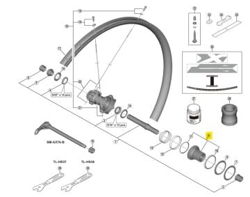 Shimano  WH-M8100-TL-R12-B-27.5 Arka Göbek Filibir Gövde Y0HE98010