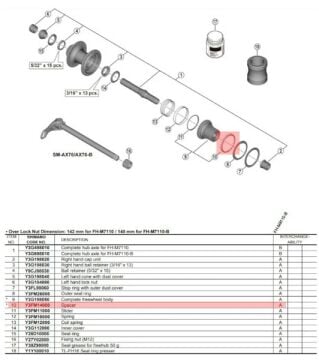 Shimano XTR FH-M9111 Arka Göbek Filibir Ara Parçası Y3FM14000