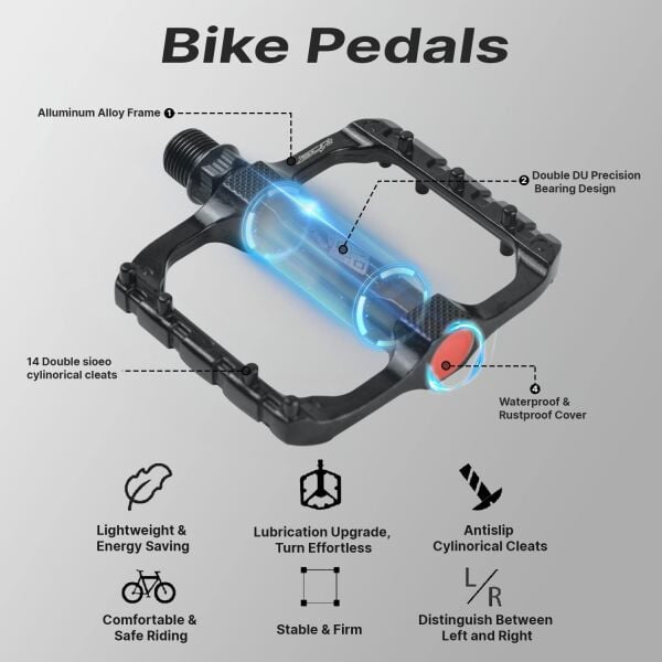 Enlee M506 95x75mm Mtb Alüminyum Platform Pedal Siyah