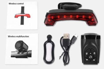 Epic Unity Usb Şarjlı Kablosuz Bisiklet Sinyali + Korna + Arka Lamba