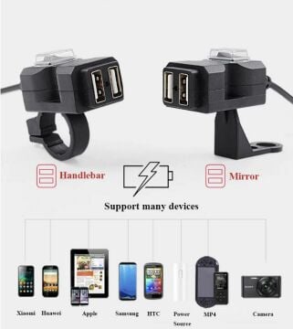 Motosiklet 2'li USB Sarj Aleti Hızlı Şarj Kolay Montaj Sigortalı