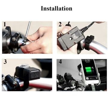 Motosiklet 2'li USB Sarj Aleti Hızlı Şarj Kolay Montaj Sigortalı