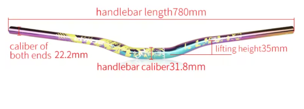 Lunje 31.8x780mm R:30 Alüminyum Mtb Bisiklet Gidonu Rainbow-Yeşil