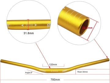 Wake 31.8x780mm R:30 Alüminyum Mtb Bisiklet Gidonu Altın Sarısı