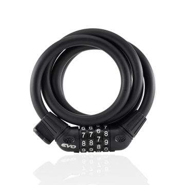 Evo 12x1200mm Değiştirilebilir Şifreli Spiral Kilit + Sabitleme Aparatı M.Siyah