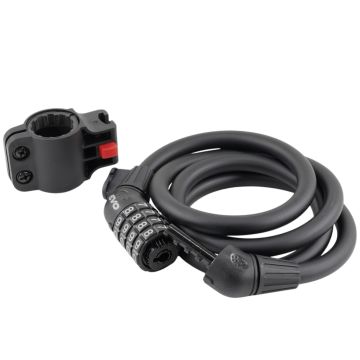 Evo 12x1200mm Değiştirilebilir Şifreli Spiral Kilit + Sabitleme Aparatı M.Siyah