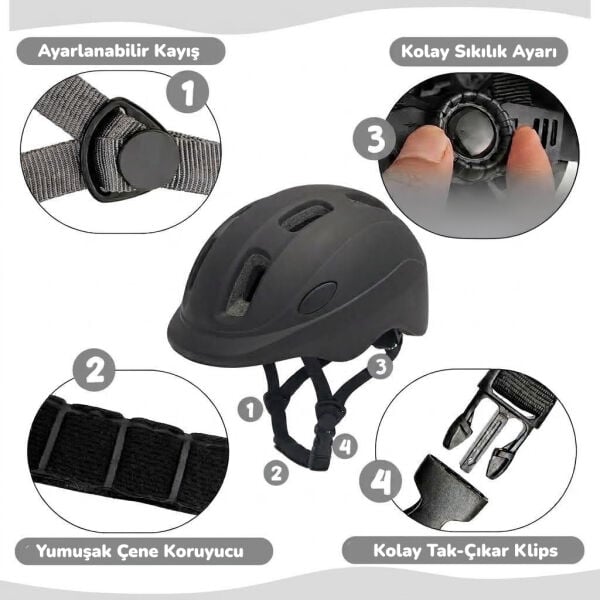 Impact Kiddo Çocuk Bisiklet Kaskı S (48-54cm) Siyah