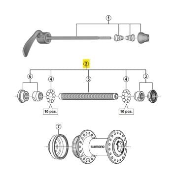 Shimano HB-RM35 Ön Mil Seti + Bilyeler Y2U998010