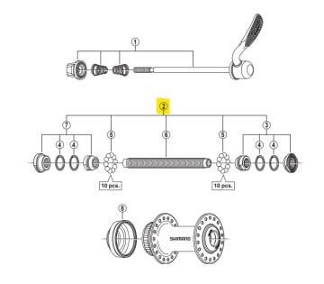 Shimano HB-RM66/M3050/M4050 Ön Mil Seti + Bilyeler Y2U898010