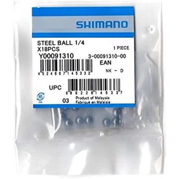 Shimano 1/4'' Çelik, Bisiklet Arka Göbek Bilyesi 18li Paket Y00091310