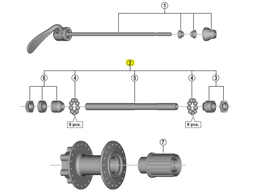 Shimano Tourney FH-TX505 146mm Arka Mil Seti +  Bilyeler Y31S98010