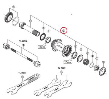 Shimano HB-M618/M6010 Ön Göbek Mil Seti + Bilyeler Y24698010
