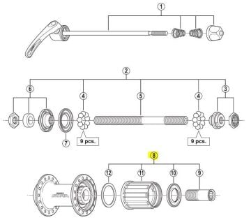 Shimano FH-3500/RS300/RM66 Arka Göbek Filibir Gövde Y3E098050