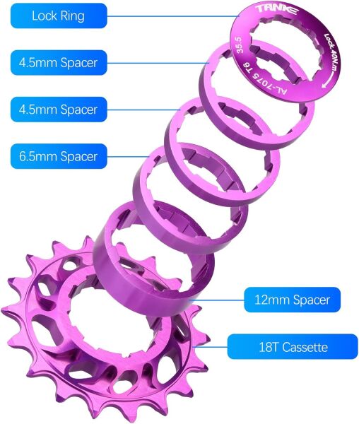 Tanke 18T Alüminyum Dişli Single Speed Kit Mor
