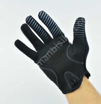Carraro CR-2142 Uzun Parmak Yetişkin Bisiklet Eldiveni Siyah-Gri